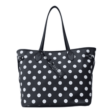 Load image into Gallery viewer, Celeste Tote Black with White Spots Black Trim
