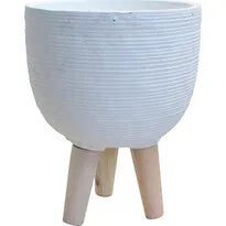 Planter White Ribb Round