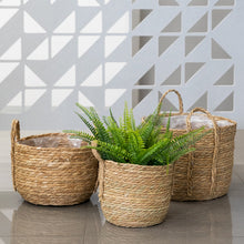 Load image into Gallery viewer, Rhea Set of 3 Seagrass Baskets with Handles
