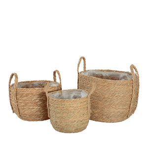 Rhea Set of 3 Seagrass Baskets with Handles