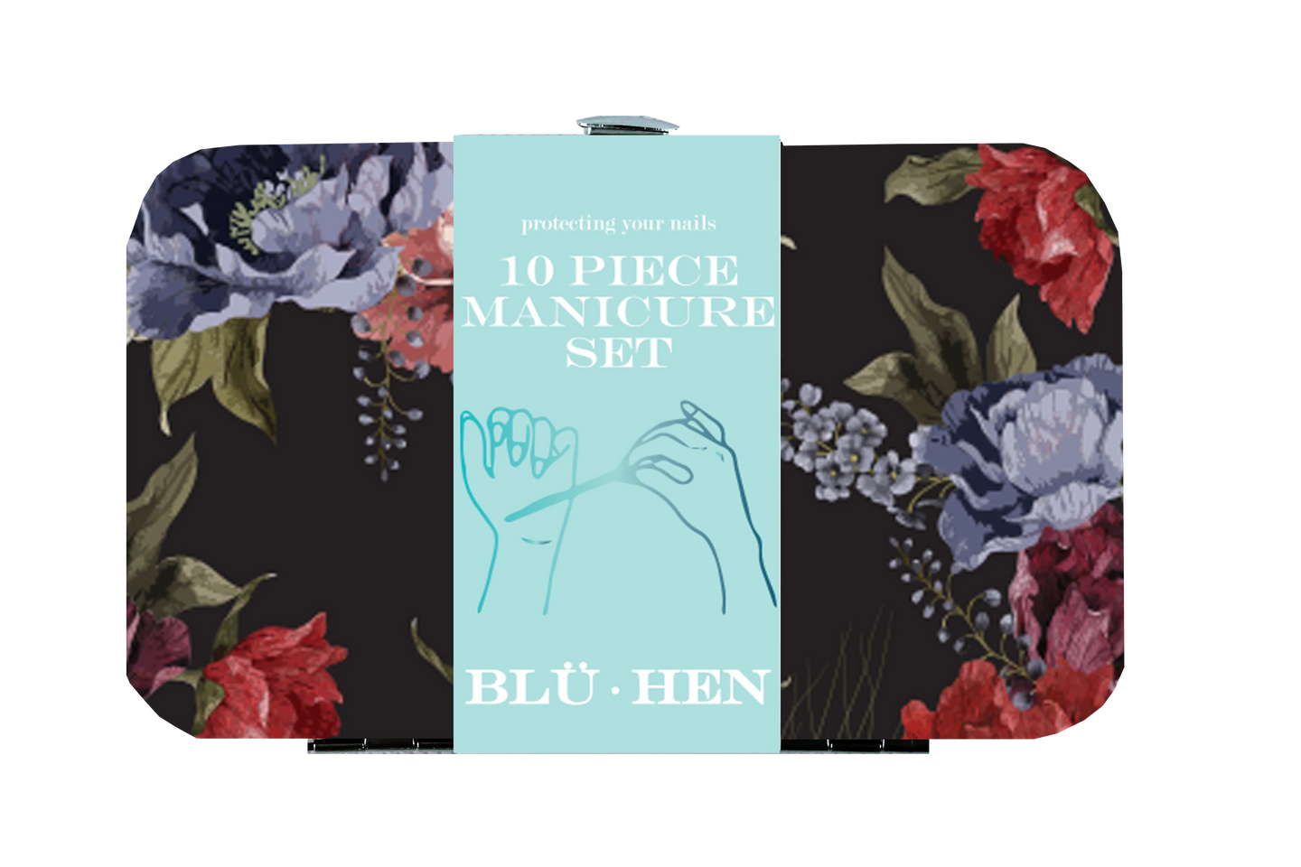 Manicure Set 10pc-Black Floral