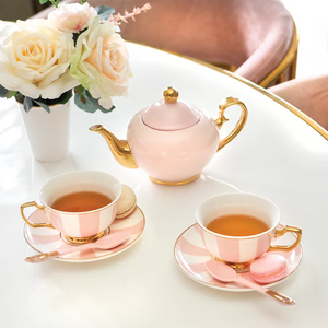 Two Cup Blush Stripe Tea Set