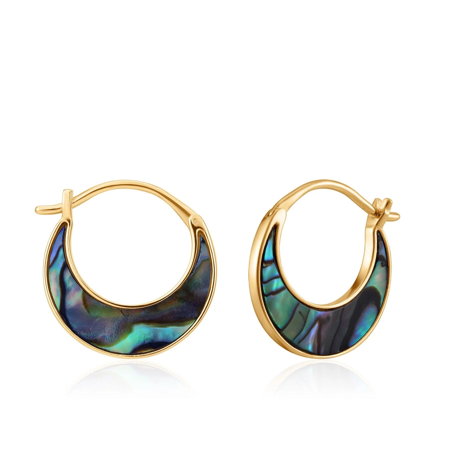 Tidal Abalone Crescent Huggie Hoop Earrings