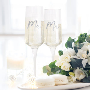Mr & Mr Wedding Champagne Flute S/2