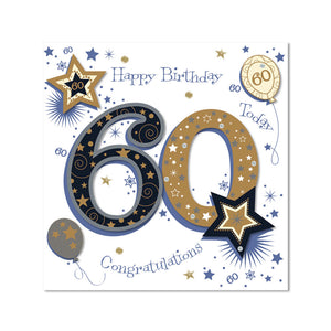 Card - Happy Birthday 60 Today Congratulations Black (More Than Words Lge)