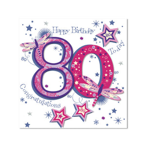 Card - Happy Birthday 80 Today Congratulations Pink (More Than Words Lge)