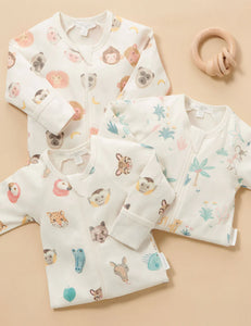 Printed Zip Growsuit Jungle Faces Print (0)