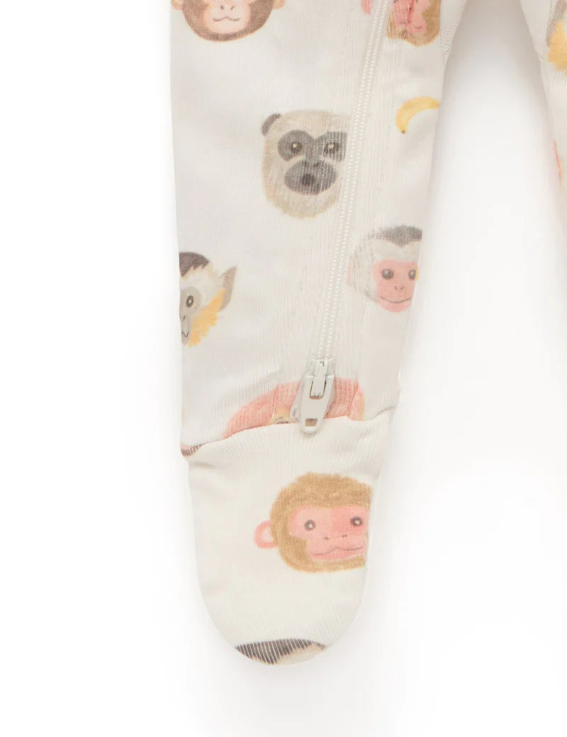 Printed Zip Growsuit Monkey Business Print (00)