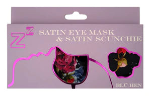Black Floral Satin Eyemask & Scrunchie