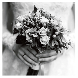 Card - Bride's Hands Holding Wedding Bouquet