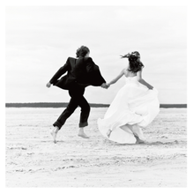 Load image into Gallery viewer, Card - Newlywed Couple Running Away On Beach
