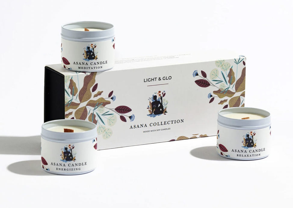 Asana Candle Trio Pack- Relaxation, Energising, Meditation