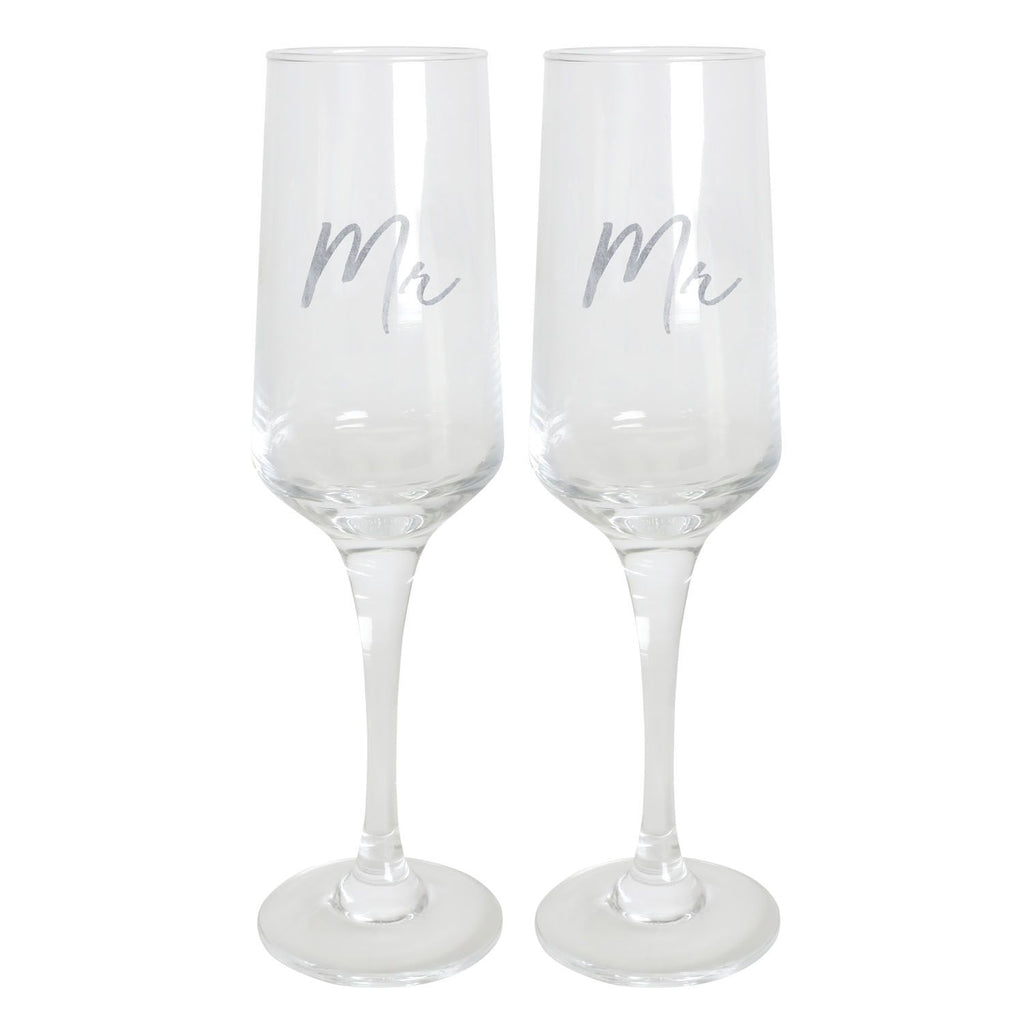 Mr & Mr Wedding Champagne Flute S/2
