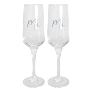 Mr & Mr Wedding Champagne Flute S/2