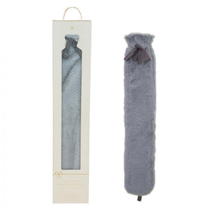 Long Hot Water Bottle - Grey Faux Fur
