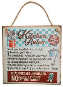 Home Vintage Kitchen Rules Sign