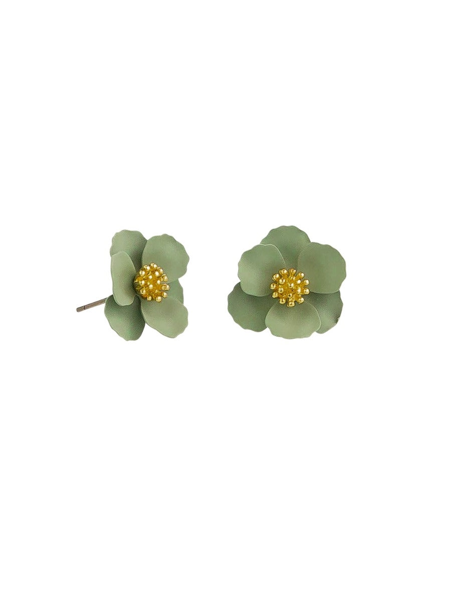Forest Green Pansy Earrings
