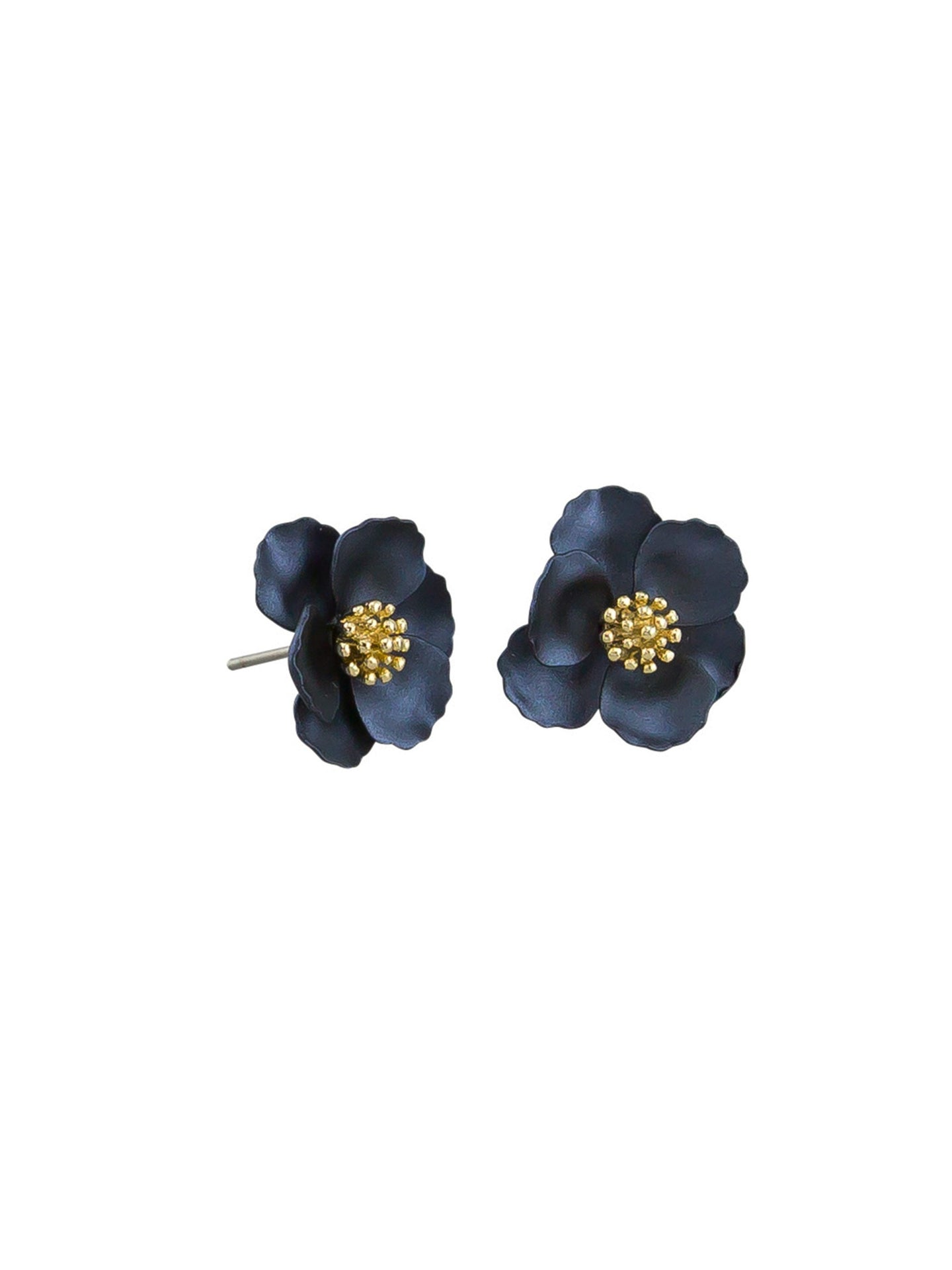 Navy Pansy Earrings