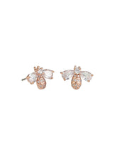 Load image into Gallery viewer, Rose Gold Crystal Bee Studs
