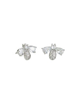 Load image into Gallery viewer, Silver Crystal Bee Studs
