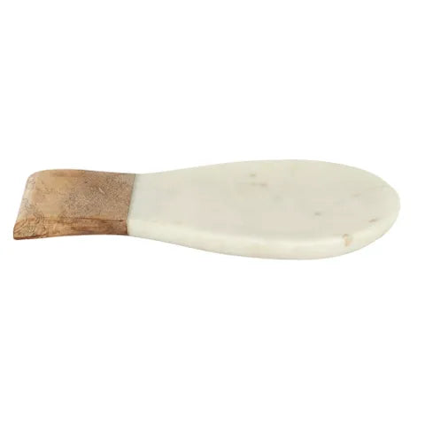 Marble Wood Spoon Rest - White/Natural