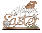 Happy Easter Deco Mdf 22x5x29cm Blu/wht N/b
