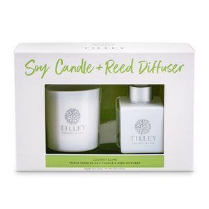 Tilley Soy Candle & Reed Diffuser Gift Pack - Coconut & Lime