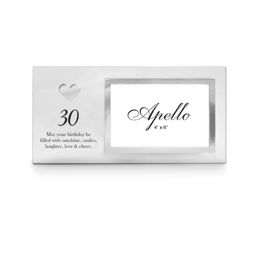 30th Heart 6x4" Glass Photo Frame