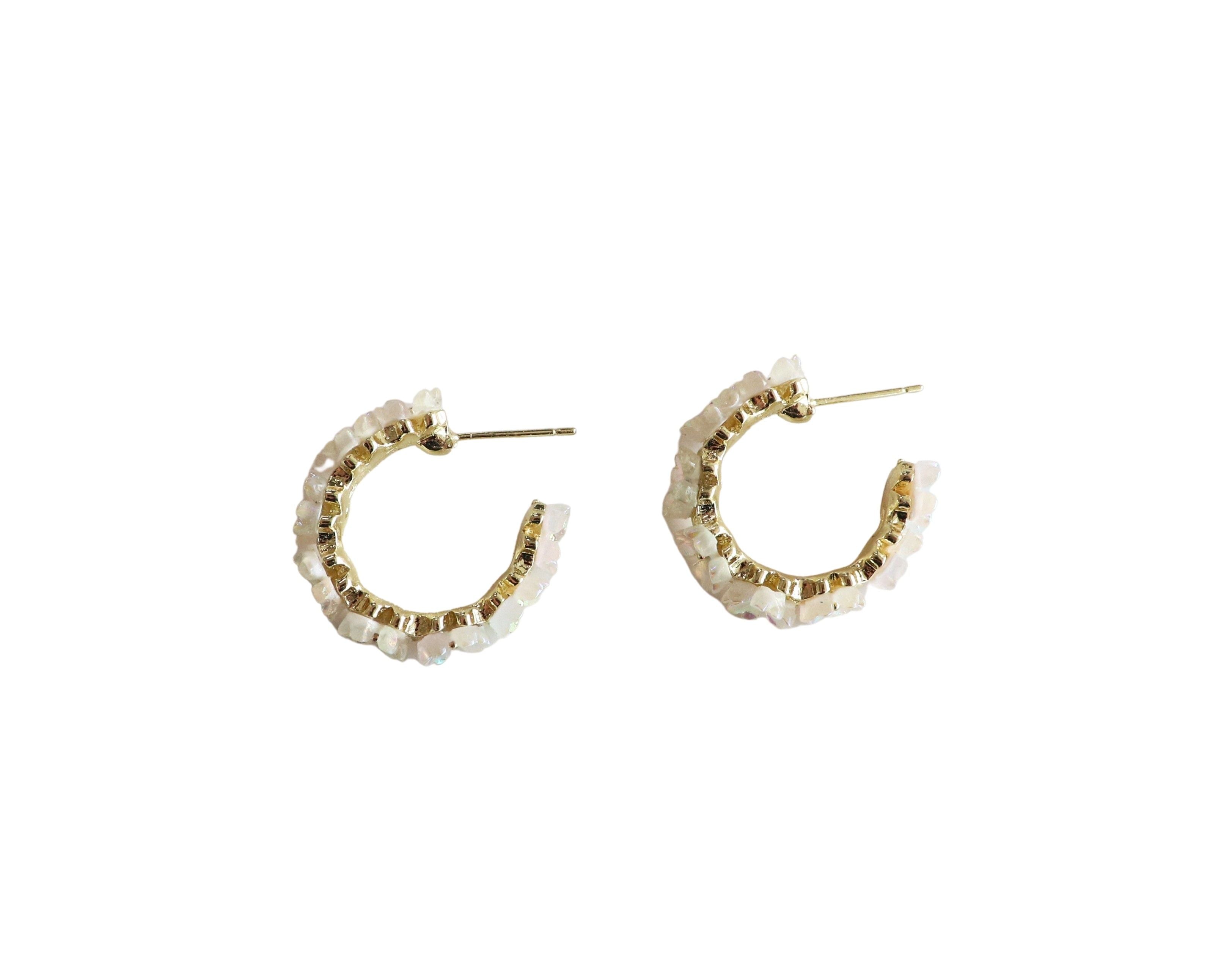 Kylie Flower Hoop Earring White